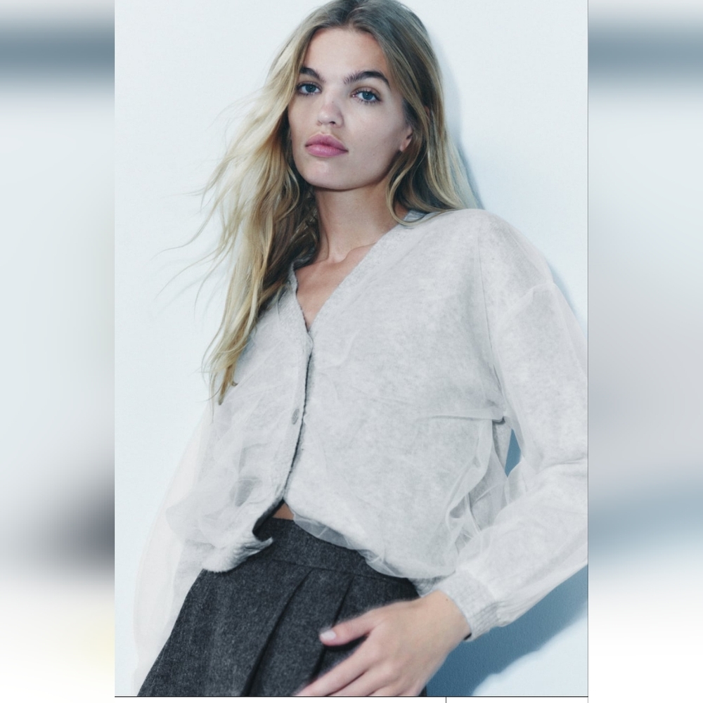 BNWT! Zara mixed tulle cardigan